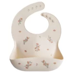 Mushie - Silicone bib - Pink flowers