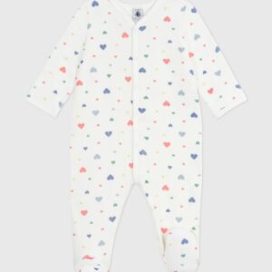 Petit Bateau - Fluwelen babypyjama met hartjesprint