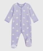 Petit Bateau - Fluwelen babypyjama met hartjesprint