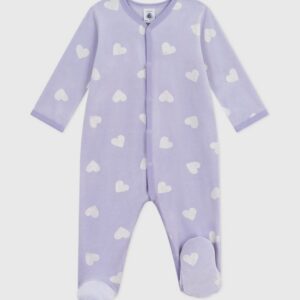 Petit Bateau - Fluwelen babypyjama met hartjesprint
