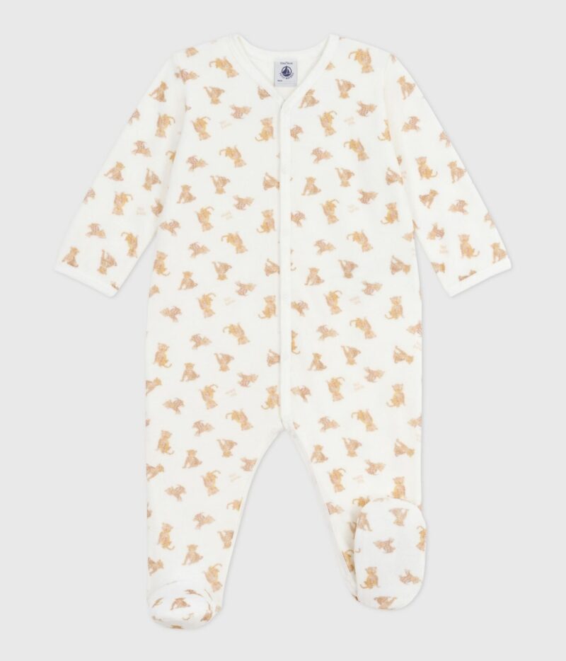 Petit Bateau - Fluwelen babypyjama met luipaardprint