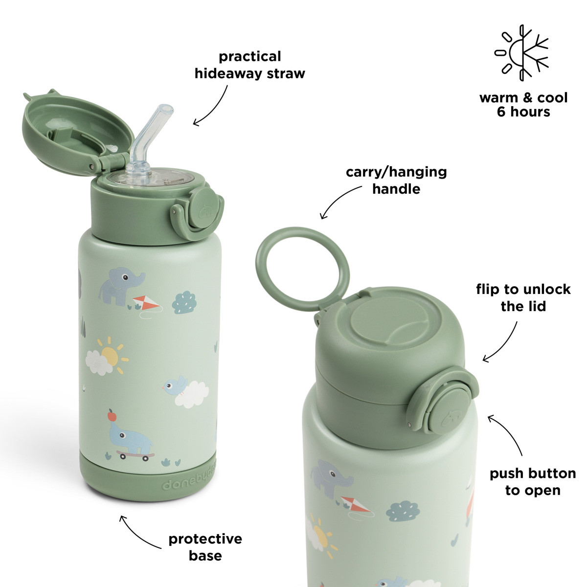 Done By Deer - Drinkfles 340 ml - Playground green