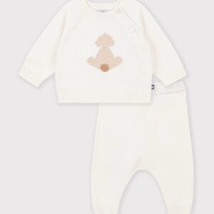 Petit Bateau - Gebreid babysetje motief - milk