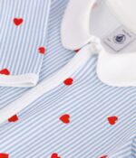 Petit Bateau - Katoenen babypyjama met kraagje en hartjesprint