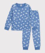 Petit Bateau - Pyjama met hartjesprint - Blauw/wit