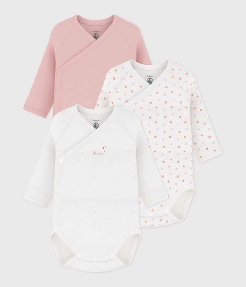 Petit Bateau - Set babyrompertjes - Hartjes