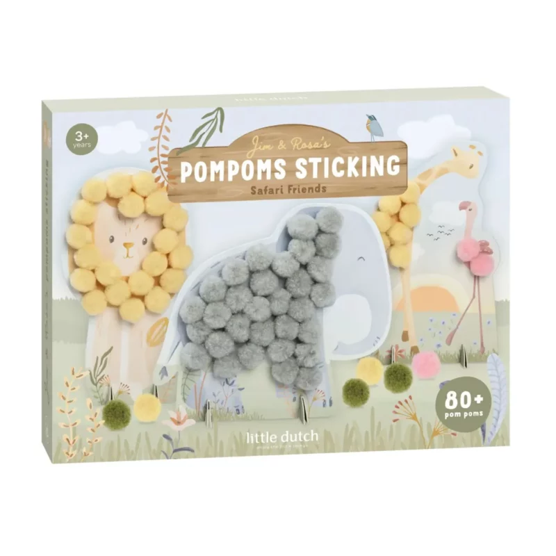 Little Dutch - Knutselset pompons - Safari friends