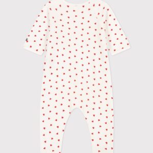 Petit Bateau - Babypyjama van fluweel met hartjesprint
