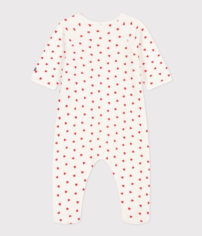 Petit Bateau - Babypyjama van fluweel met hartjesprint