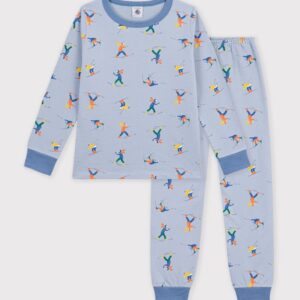 Petit Bateau - Kinderpyjama blauw met skiprint