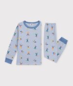 Petit Bateau - Kinderpyjama blauw met skiprint