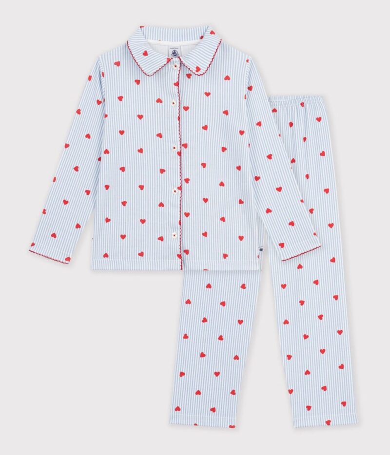 Petit Bateau - Pyjama hartjesprint met knopen