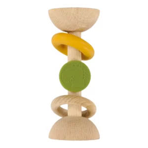 Trixie - Houten rammelaar met silicone ringen - Mr. Dino