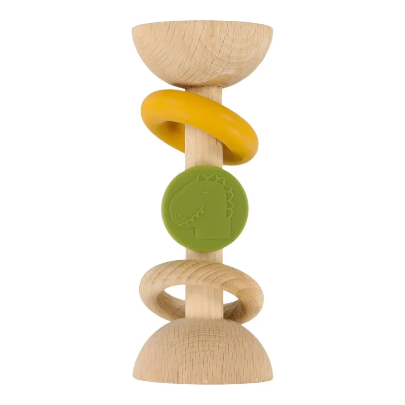 Trixie - Houten rammelaar met silicone ringen - Mr. Dino