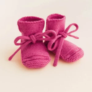 Hvid - Booties Fuchsia - Newborn